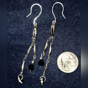 Elegant Silver and Black Dangle Earrings